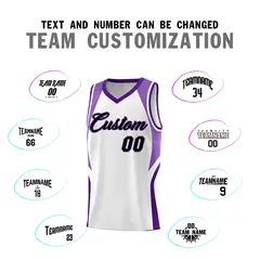 White Light Purple and Purple Color Block Basketball Jersey 4