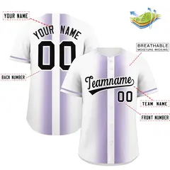 White Light Purple Gradient Lapel Fashion Baseball Jersey 2
