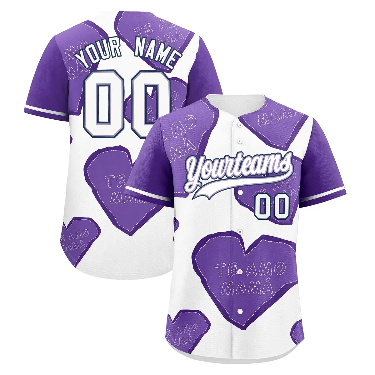 White Light Purple Mother's Day Graffiti Baseball Jersey