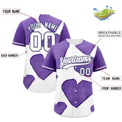 White Light Purple Mother's Day Graffiti Baseball Jersey 2