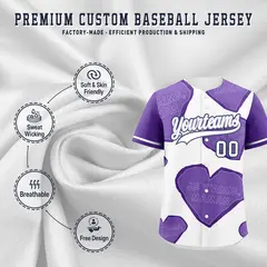 White Light Purple Mother's Day Graffiti Baseball Jersey 3