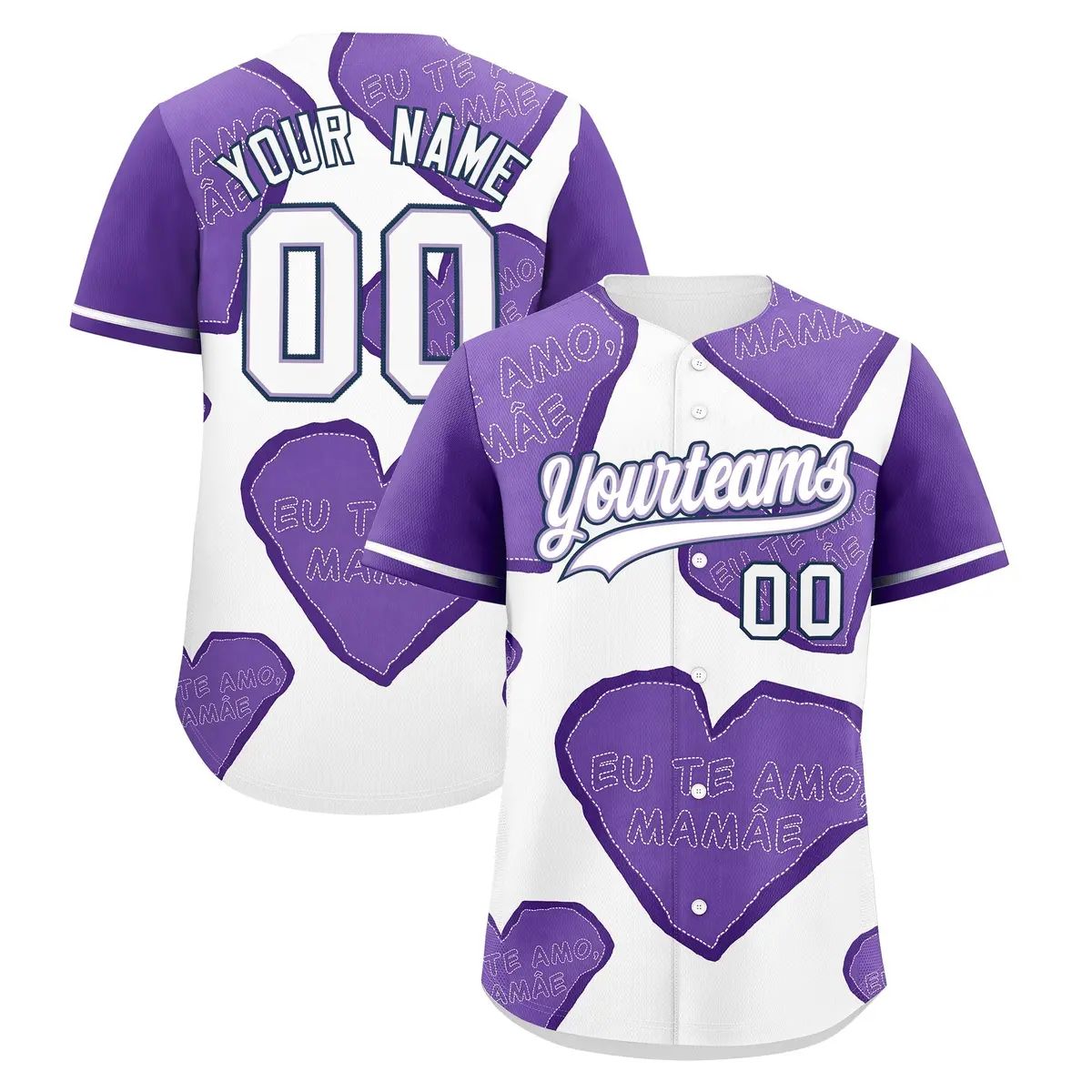 White Light Purple Mother's Day Graffiti Baseball Jersey
