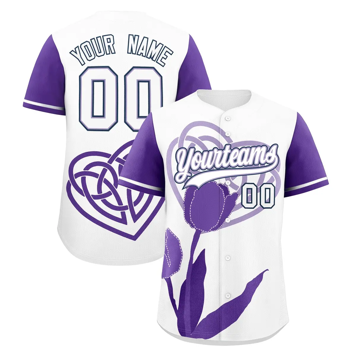 White Light Purple Mother's Day Graffiti Baseball Jersey