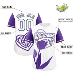 White Light Purple Mother's Day Graffiti Baseball Jersey 2