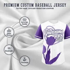 White Light Purple Mother's Day Graffiti Baseball Jersey 3