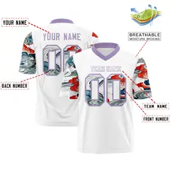 White Light Purple Sleeve Ukiyo-e Auspicious Clouds Graffiti Football Jersey 2