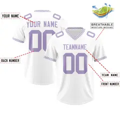 White Light Purple Square Neckline Classic Football Jersey 2