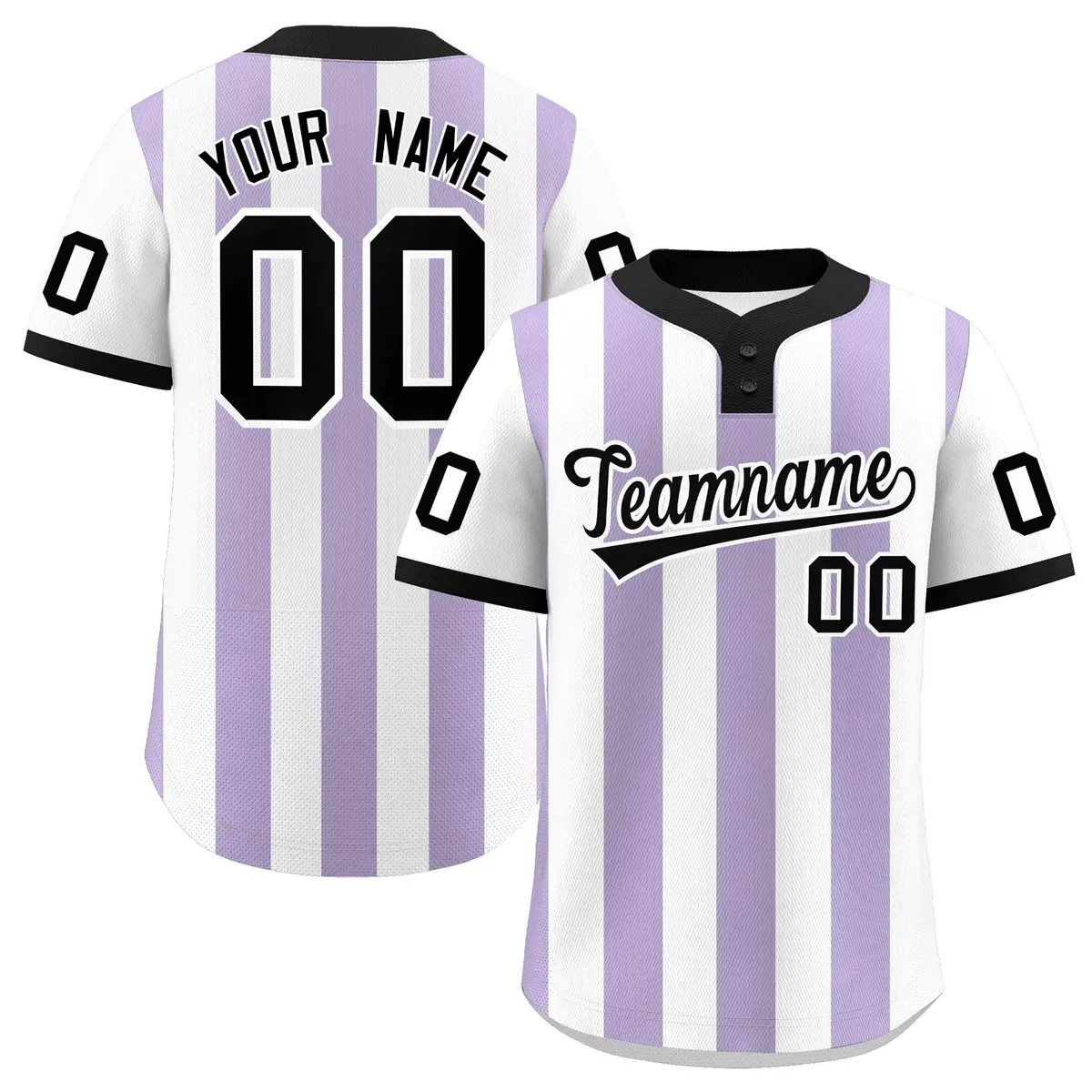 White Light Purple Stripe Two-Button Softball Jersey
