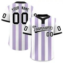 White Light Purple Stripe Two-Button Softball Jersey