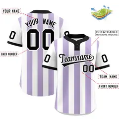 White Light Purple Stripe Two-Button Softball Jersey 2