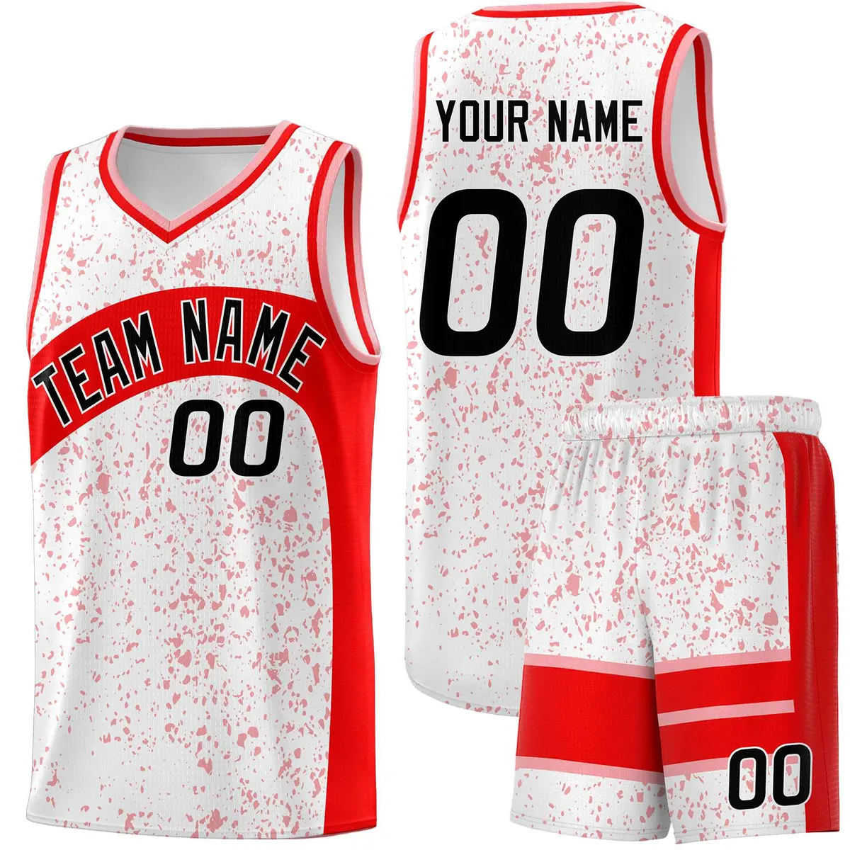 White Light Red Dot Graffiti Irregular Pattern Basketball Jersey