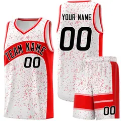 White Light Red Dot Graffiti Irregular Pattern Basketball Jersey 1