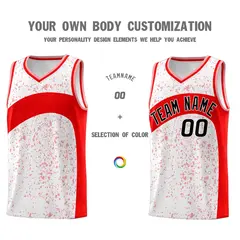 White Light Red Dot Graffiti Irregular Pattern Basketball Jersey 3