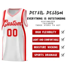 White Light Red-Light Pink Ribbon Pattern Basketball Kits 2