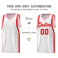 White Light Red-Light Pink Ribbon Pattern Basketball Kits 3