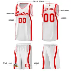 White Light Red-Light Pink Ribbon Pattern Basketball Kits 5