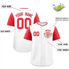 White Light Red Mother's Day Baseball Jersey 2