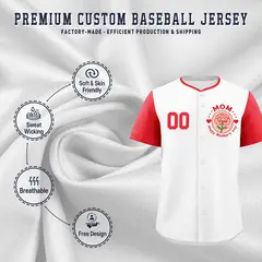 White Light Red Mother's Day Baseball Jersey 3