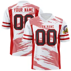 White Light Red Scratch Pattern Authentic Football Jersey