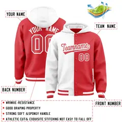 White Light Red Two Tone Varsity Letterman Jacket Hoodie 4