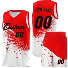 White Light Red Wing Pattern Basketball Jersey 1