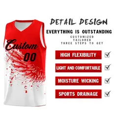 White Light Red Wing Pattern Basketball Jersey 2