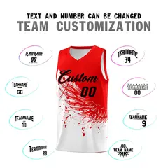White Light Red Wing Pattern Basketball Jersey 4