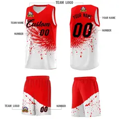 White Light Red Wing Pattern Basketball Jersey 5