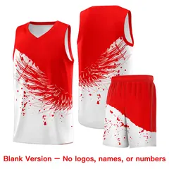 White Light Red Wing Pattern Basketball Jersey 7