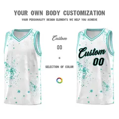 White Light Teal Vice Burst Graffiti Basketball Jersey 3