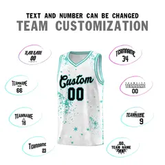 White Light Teal Vice Burst Graffiti Basketball Jersey 4