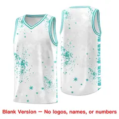 White Light Teal Vice Burst Graffiti Basketball Jersey 6