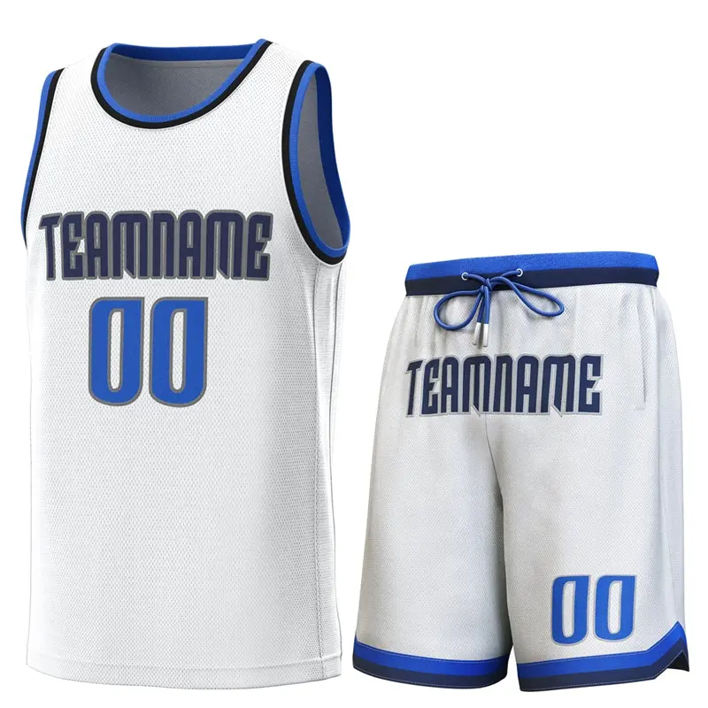 White Lt Blue-Navy Classic Sets Basketball Jersey