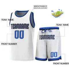 White Lt Blue-Navy Classic Sets Basketball Jersey 2