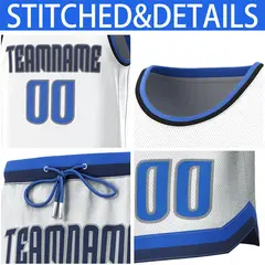 White Lt Blue-Navy Classic Sets Basketball Jersey 6
