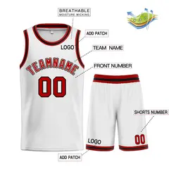 White Maroon-Black Classic Curved Sets Basketball Jersey 3