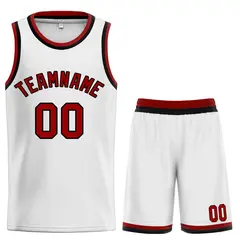 White Maroon-Black Classic Curved Sets Basketball Jersey