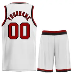 White Maroon-Black Classic Curved Sets Basketball Jersey 2
