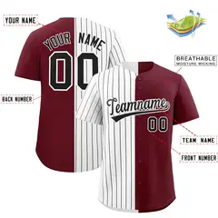 White Maroon Split Fashion Baseball Jersey 2