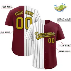 White Maroon Split Fashion Baseball Jersey 2