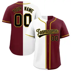 White Maroon Split Fashion Baseball Jersey 1