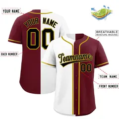 White Maroon Split Fashion Baseball Jersey 2