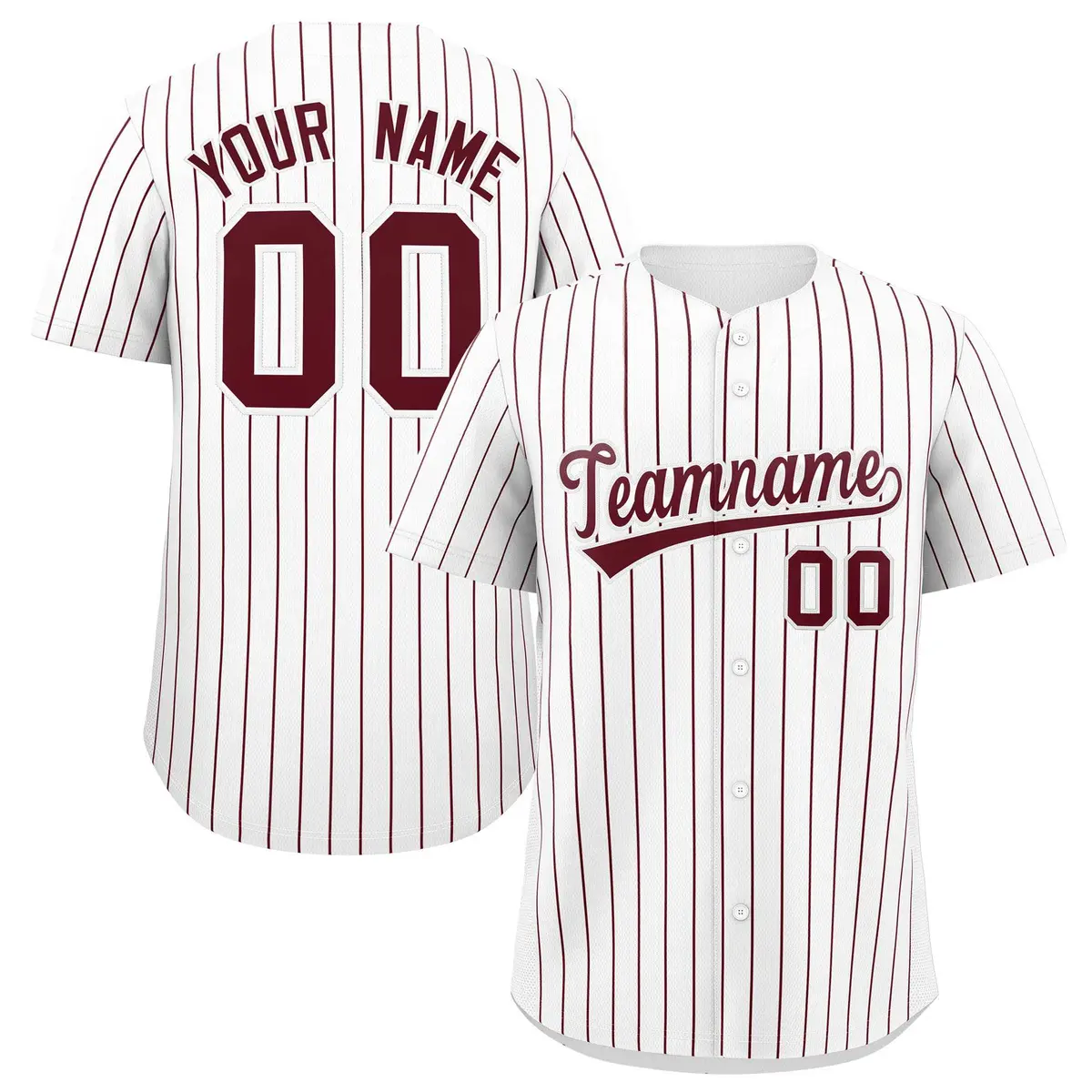White Maroon Stripe Fashion Baseball Jersey