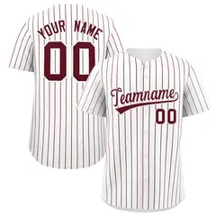 White Maroon Stripe Fashion Baseball Jersey