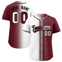 White Maroon Two Tone Gradient Fashion Baseball Jersey 1