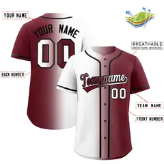 White Maroon Two Tone Gradient Fashion Baseball Jersey 2