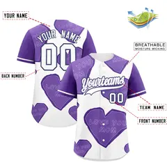 White Midnight Blue Light Purple Mother's Day Graffiti Baseball Jersey 2