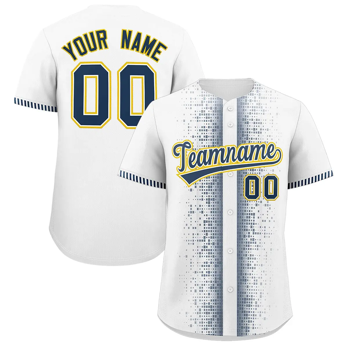 White Midnight Blue Phonetic Rhythm Baseball Jersey