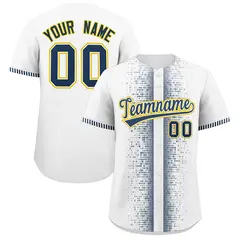 White Midnight Blue Phonetic Rhythm Baseball Jersey 1