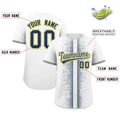 White Midnight Blue Phonetic Rhythm Baseball Jersey 2
